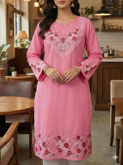 Pink Blossom Embroidered Co-ord Set
