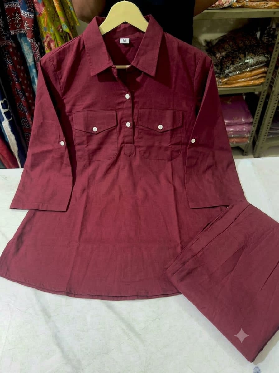 Merlot Wine Everyday Shirt & Trouser Co-ord Set